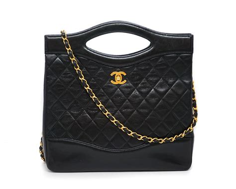 black chanel tote bag|chanel 31 large shopping bag.